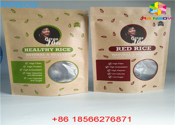 पुन: प्रयोज्य स्वनिर्धारित कागज बैग खाद्य थैली खिड़की के साथ ज़िपलॉक गंध सबूत खड़े हो जाओ