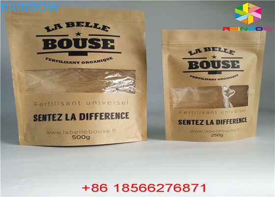 पुन: प्रयोज्य स्वनिर्धारित कागज बैग खाद्य थैली खिड़की के साथ ज़िपलॉक गंध सबूत खड़े हो जाओ