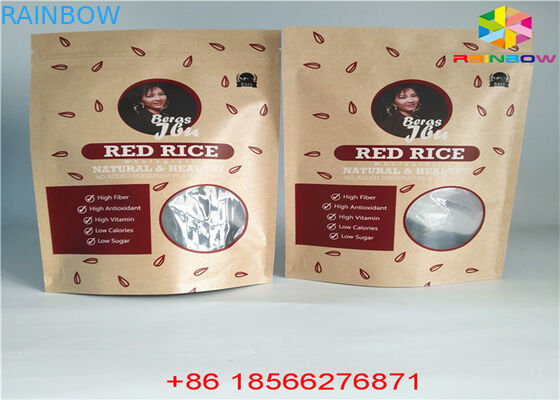 पुन: प्रयोज्य स्वनिर्धारित कागज बैग खाद्य थैली खिड़की के साथ ज़िपलॉक गंध सबूत खड़े हो जाओ