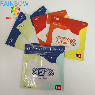 तीन साइड सील मुद्रित प्लास्टिक बैग गम कैंडी कैंडी जिपलॉक के साथ अनुकूलित