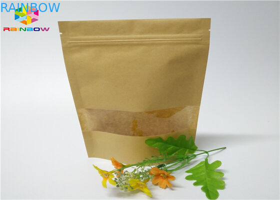 क्राफ्ट कस्टमाइज़्ड पेपर बैग्स नट क्राफ्ट शुगर स्नैक फूड विंडो पैकेजिंग जिपलॉक