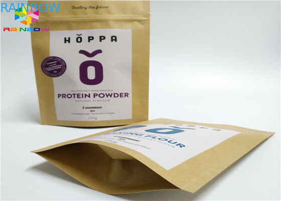 क्राफ्ट कस्टमाइज़्ड पेपर बैग्स नट क्राफ्ट शुगर स्नैक फूड विंडो पैकेजिंग जिपलॉक