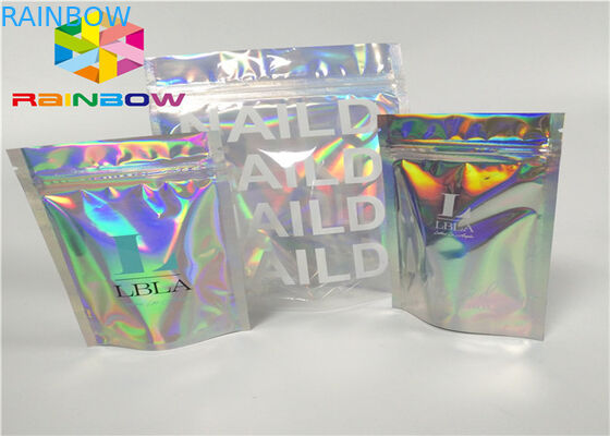 मुद्रण ज़िपर प्लास्टिक mylar पन्नी ziplock पैकेजिंग होलोग्राम लेजर होलोग्राफिक उपहार और उपहार के लिए ज़िप थैली बैग खड़े हो जाओ