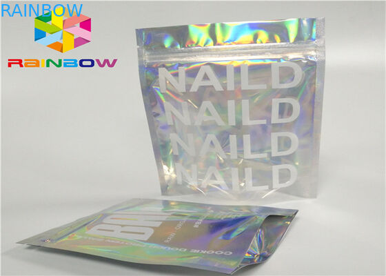 मुद्रण ज़िपर प्लास्टिक mylar पन्नी ziplock पैकेजिंग होलोग्राम लेजर होलोग्राफिक उपहार और उपहार के लिए ज़िप थैली बैग खड़े हो जाओ
