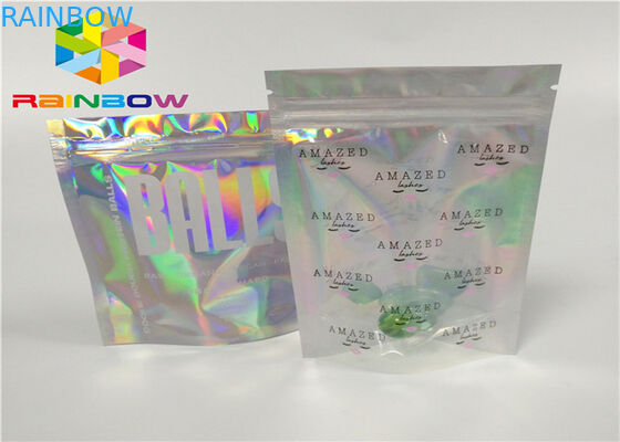 मुद्रण ज़िपर प्लास्टिक mylar पन्नी ziplock पैकेजिंग होलोग्राम लेजर होलोग्राफिक उपहार और उपहार के लिए ज़िप थैली बैग खड़े हो जाओ