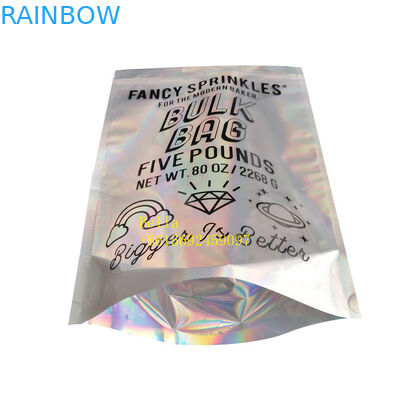 होलोग्राफिक पैकेजिंग जिपर पाउच बैग अनुकूलन प्लास्टिक मुद्रित ऊपर खड़े हो जाओ