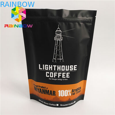 खाद्य ग्रेड प्लास्टिक पाउच पैकेजिंग मैट ब्लैक सरफेस कॉफी बैग ज़िपलॉक एफडीए चिह्नित