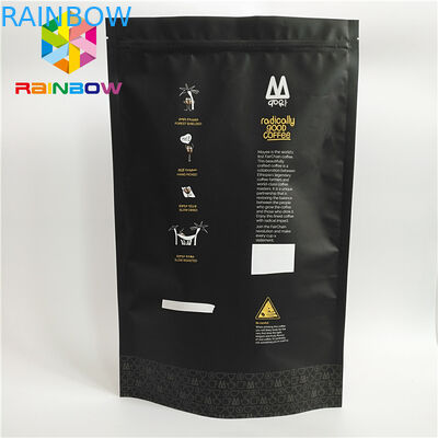 खाद्य ग्रेड प्लास्टिक पाउच पैकेजिंग मैट ब्लैक सरफेस कॉफी बैग ज़िपलॉक एफडीए चिह्नित