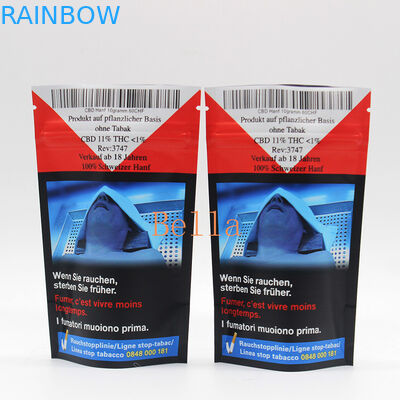 स्पष्ट खिड़की स्टैंड जिपर पाउच हर्बल चाय सीबीडी पॉवरफूड पैकेजिंग के लिए कस्टम प्रिंटिंग