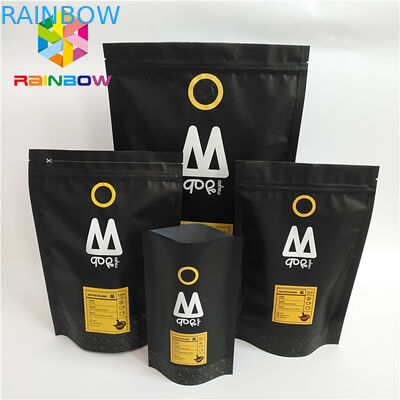 स्टैंड अप प्लास्टिक पाउच पैकेजिंग प्रिंटेड वन वे वाल्व जिपलॉक कॉफी बैग