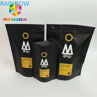 स्टैंड अप प्लास्टिक पाउच पैकेजिंग प्रिंटेड वन वे वाल्व जिपलॉक कॉफी बैग