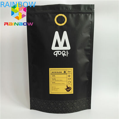 स्टैंड अप प्लास्टिक पाउच पैकेजिंग प्रिंटेड वन वे वाल्व जिपलॉक कॉफी बैग