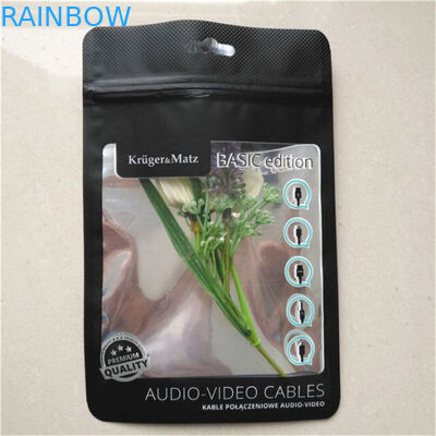 स्पष्ट खिड़की के साथ मैट ब्लैक एल्यूमीनियम पन्नी थैली फोन केस पैकेजिंग वायर केबल जिपर लॉक