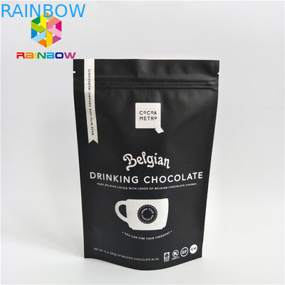 वाल्व / जिपर के साथ एल्यूमीनियम पन्नी स्टैंड अप कॉफी पाउच पैकेजिंग कस्टम आकार