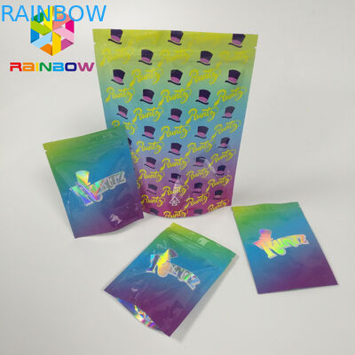 नमी सबूत खड़े हो जाओ जिपर पाउच बैग RUNTZ रंगीन Mylar लेजर होलोग्राम ज़िप लॉक
