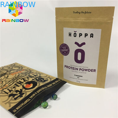 Resealable स्वनिर्धारित पेपर बैग स्व स्टैंड अप स्नैक प्राकृतिक क्राफ्ट पेपर पाउच