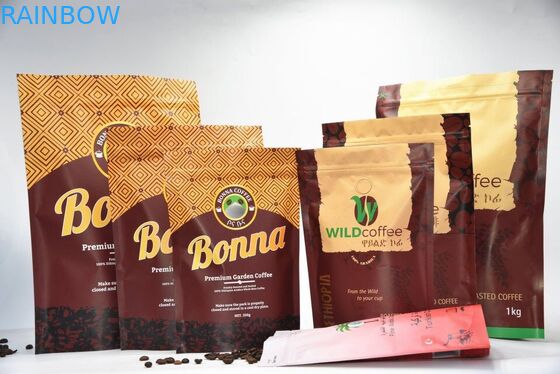 एल्युमिनियम फॉयल स्टैंड जिपर पाउच, वाल्व के साथ प्रिंटेड जिपलॉक बैग