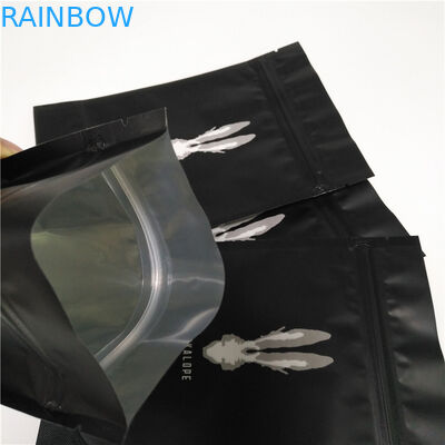 मैट ब्लैक फूड पैकेजिंग फिल्म्स टॉप जिपर के साथ कॉफ़ी बैग्स कस्टम लोगो को खड़ा करती हैं