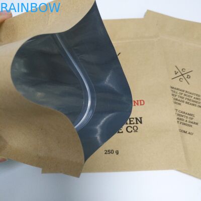 क्राफ्ट ब्राउन पेपर स्नैक बैग पैकेजिंग जिपर के साथ पाउच फ्लैट नीचे खड़े हो जाओ