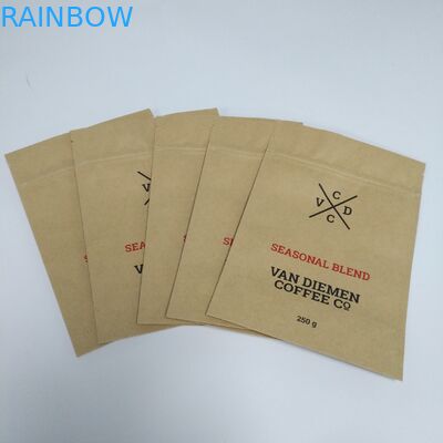 क्राफ्ट ब्राउन पेपर स्नैक बैग पैकेजिंग जिपर के साथ पाउच फ्लैट नीचे खड़े हो जाओ