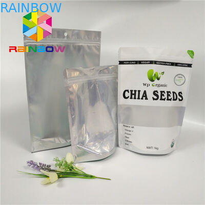 थोक खाद्य ग्रेड एल्यूमीनियम पन्नी बीज / सूखे फल पैकेजिंग के लिए स्पष्ट सामने खिड़की के साथ ज़िपलॉक बैग खड़े हो जाओ