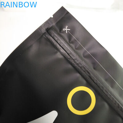 1 किलो 500 ग्राम 250 ग्राम टॉप जिपर और एल्यूमीनियम पन्नी अंदर बैग के साथ काले मैट कॉफी पैकेजिंग बैग खड़े हो जाओ