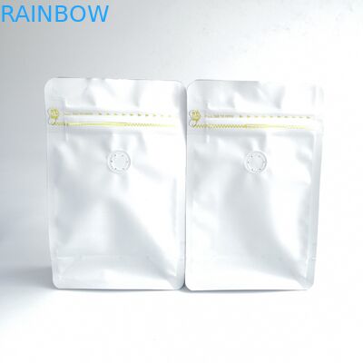 वाल्व के साथ अनुकूलित मैट सफेद फ्लैट नीचे कॉफी बैग पुन: प्रयोज्य ज़िप एल्यूमीनियम पन्नी क्वाड नीचे बैग