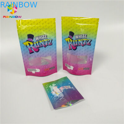 सीबीडी कैंडी पैकेजिंग के लिए कस्टम मुद्रित Resealable Ziplock Doypack टुकड़े टुकड़े में सामग्री गंध सबूत Runtz बैग