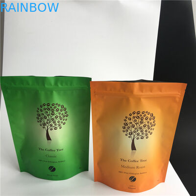 डिजिटल प्रिंटिंग वॉल्व 250g 500g 1kg के साथ Resealable Ziplock टॉप कॉफ़ी बैग्स खड़े हैं