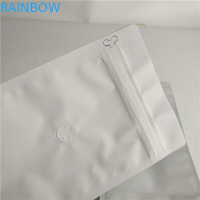 हवा के वाल्व के साथ फ्लैट नीचे बैग खाद्य पैकेजिंग फिल्म सादे सफेद मुद्रण शीर्ष भरना