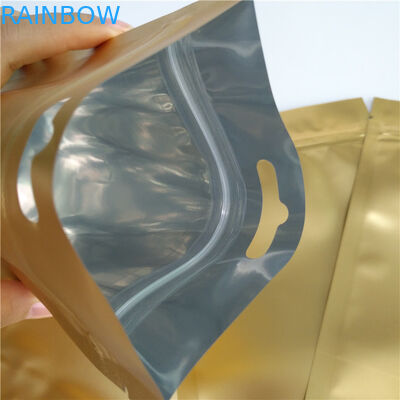 यूरो / राउंड हैंगिंग होल के साथ शीर्ष जिपर स्टैंड पाउच बैग टुकड़े टुकड़े में सामग्री