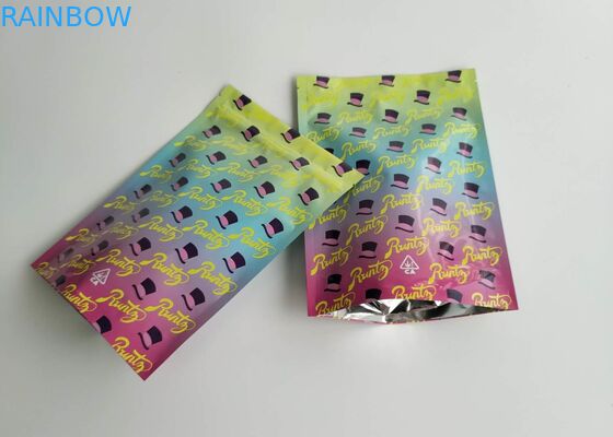 ज़िप लॉक डिज़ाइन कस्टम प्रिंटेड स्टैंड अप पाउच ग्लॉसी रंटज़ बैग स्मेल प्रूफ