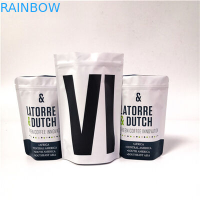 मैट व्हाइट कॉफी बैग प्लास्टिक पाउच पैकेजिंग एल्यूमीनियम पन्नी हील सील पाउच