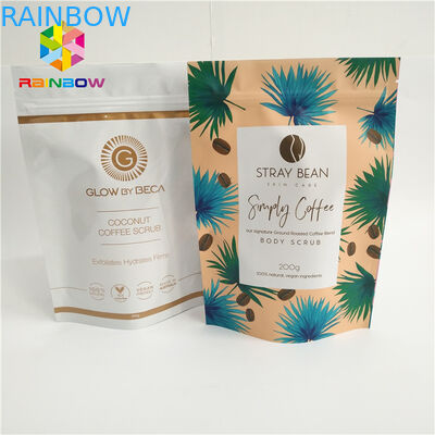 एल्युमिनियम फ़ॉइल स्टैंड अप कॉफी पाउच, टियर नॉच के साथ प्लास्टिक जिपलॉक बैग