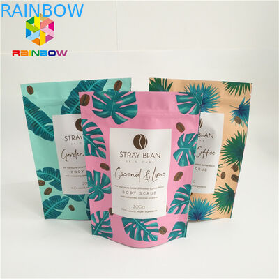 एल्युमिनियम फ़ॉइल स्टैंड अप कॉफी पाउच, टियर नॉच के साथ प्लास्टिक जिपलॉक बैग