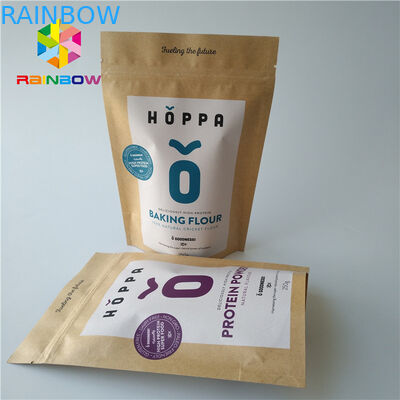 पारिस्थितिकी के अनुकूल पन्नी पाउच पैकेजिंग खाद्य ग्रेड ज़िपलॉक लोगो मुद्रित क्राफ्ट क्राफ्ट पेपर