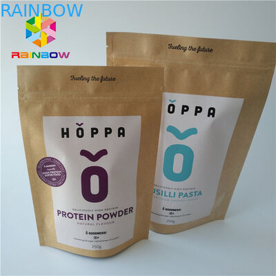 पारिस्थितिकी के अनुकूल पन्नी पाउच पैकेजिंग खाद्य ग्रेड ज़िपलॉक लोगो मुद्रित क्राफ्ट क्राफ्ट पेपर