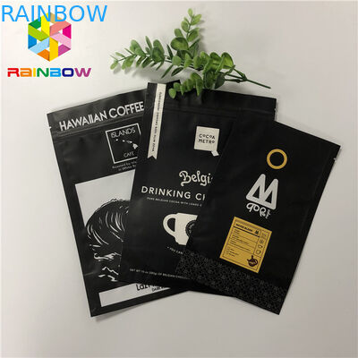 मैट ब्लैक 200g एल्युमिनियम फॉयल स्टैंड अप पाउच जिप लॉक कॉफी बैग ग्रैव्योर प्रिंटिंग