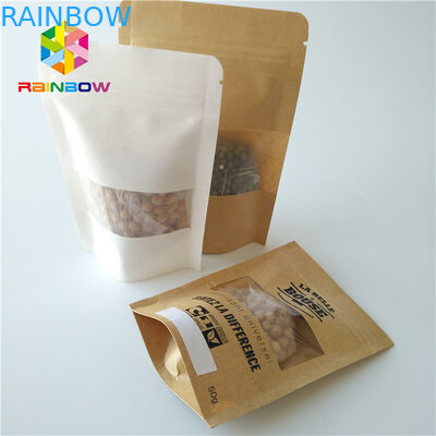 स्नैक फूड पैकेजिंग बैग्स जिप लॉक क्लियर प्लास्टिक पाउच पारदर्शी खिड़की के साथ खड़े हो जाएं