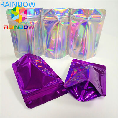 कॉस्मेटिक ग्लिटर पाउडर स्नैक फूड पैकेजिंग बैग चमकदार होलोग्राफिक होलोग्राम मायलर पाउच