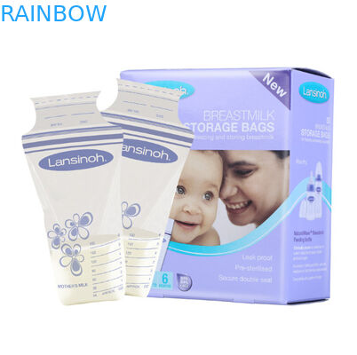 डबल स्टैंड अप जिपर पाउच, हीट सील पैकेजिंग बैग्स ब्रेस्ट मिल्क स्टोरेज