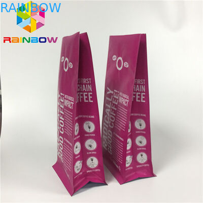 एल्यूमीनियम पन्नी थैली पैकेजिंग, वाल्व के साथ कॉफी बैग फ्लैट नीचे खड़े हो जाओ