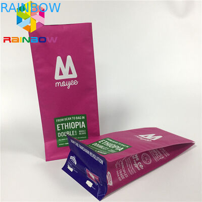 एल्यूमीनियम पन्नी थैली पैकेजिंग, वाल्व के साथ कॉफी बैग फ्लैट नीचे खड़े हो जाओ