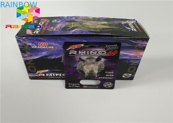 प्लास्टिक बोतल ब्लिस्टर सम्मिलित कार्ड पुरुष संवर्धन गोलियां 3 डी पैकिंग कार्ड / डिस्प्ले बॉक्स से