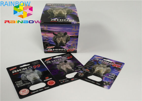 प्लास्टिक बोतल ब्लिस्टर सम्मिलित कार्ड पुरुष संवर्धन गोलियां 3 डी पैकिंग कार्ड / डिस्प्ले बॉक्स से