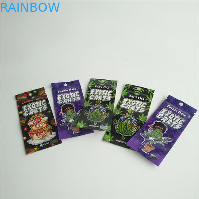 कस्टम पन्नी मुद्रित ज़िपलॉक बैग खिड़की के साथ 1 मिलीलीटर Vape पेन कारतूस पैकेजिंग