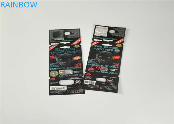 गोल्ड राइनो कंटेनर बुलेट के साथ पीपी पीईटी सामग्री प्लास्टिक ब्लिस्टर पैकेजिंग पेपर सेक्स गोली कार्ड