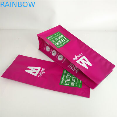 मैट फ़्लैट बॉटम कस्टम प्रिंटेड स्टैंड अप पाउच गुसेट एल्युमीनियम लैमिनेटेड एम कॉफ़ी बैग्स