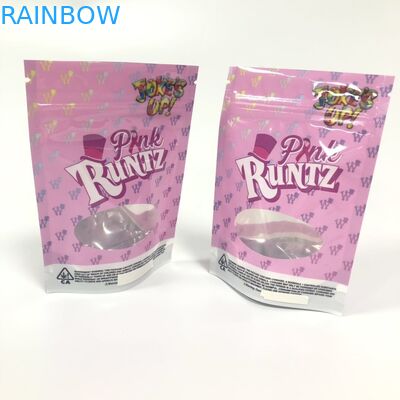 ज़िप के साथ एल्यूमीनियम पन्नी हर्बल धूप पैकेजिंग ज़िपलॉक Mylar पन्नी Runtz बैग