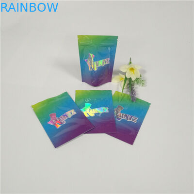 Runtz Mylar खरपतवार पन्नी पाउच पैकेजिंग बैग कस्टम चुटकुले ऊपर लेबल संकुल टिकाऊ